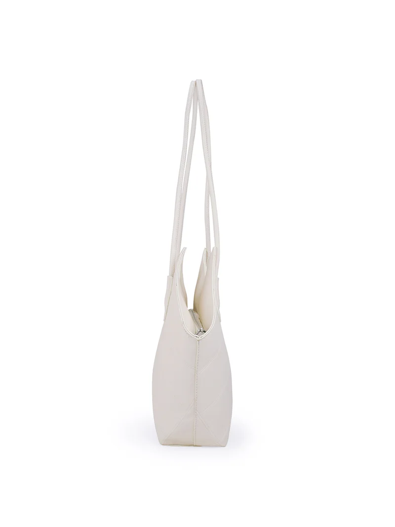 globus  Globus Women White Textured Double Handle Party Basket Tote Bag  | Best Price UAE